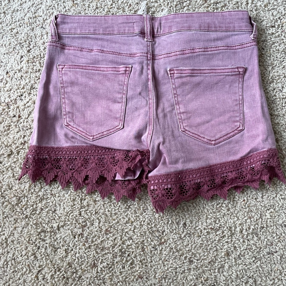 Purple denim shorts with lace trim Altar’d State size 27